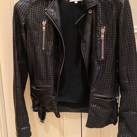 IRO Caelie perforated leather jacket size 1 small - Picture 7 of 8